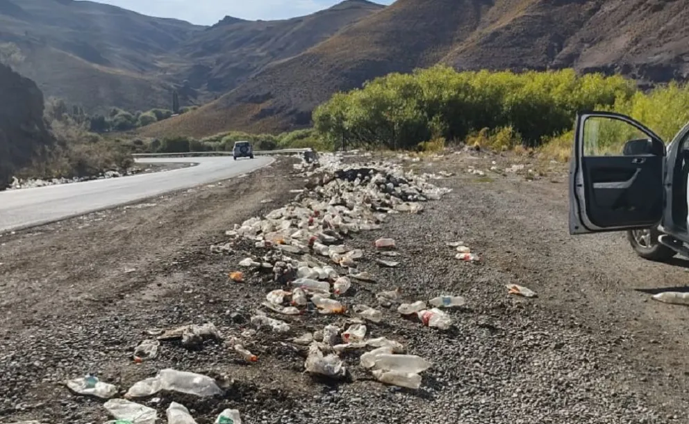 Removieron la “montaña” de botellas que estaban tiradas en la Ruta 237
